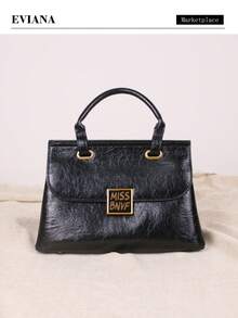 2025 New High-End Fashion Women's Handbag, Retro Burgundy Oiled Wax Leather Luxury Large Capacity Women's Messenger Bag, OL Commuter Style High-Quality Tote Briefcase, Elegant One Shoulder Crossbody Bag, Pleated Soft Leather Lock Unique Niche Design Women Bag - Multicolor - View 15