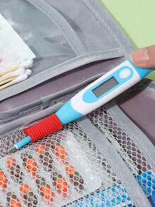 1pc Large-Capacity Medical Bag With Customized Name, Medicine Bag, Portable First Aid Kit, Medicine Storage Bag, Multi-Functional Storage Bag, Travel Medical Bag, Multiple Compartments For Easy Storage, Transparent Fixed Net, Easy To Find