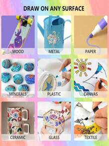 60-Colors Acrylic Painting Markers For Art And Design, Hand-Drawn DIY Office Supplies