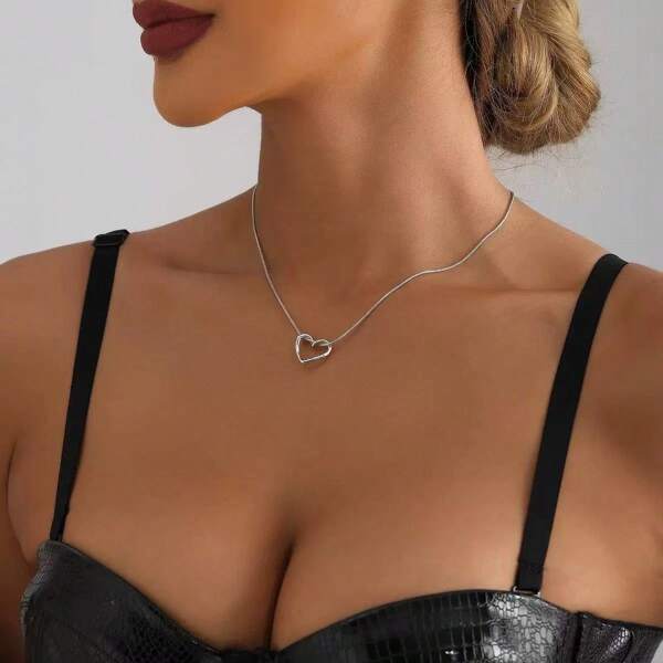 1 Stück Herz Anhänger Halskette, minimalistischer luxuriöser Stil, geringe Irritation, leicht 3,4g, zarter Kettenanhänger, geeignet für den täglichen und festlichen Anlass für Frauen