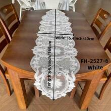 HXARTMIS 1 Piece, White Lace Table Runner, Exquisite Machine-Made Floral Design Polyester Tablecloth, Suitable For All Seasons. Table Runner, Modern Table Runner, Table Runner, Table Centerpiece, Modern Table Centerpiece, Breakfast Placemats - White - View 8