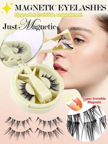 MAANGE 2/1 Pair Magnetic Eyelashes Set, Includes Magnetic Clips, 1 Eyelash Applicator, Pointed Cartoon Style Lashes, Comfortable All-Day Wear, Natural Look, Reusable, Optional Eyebrow Trimmer + Eyelash Curler - 尖尾漫畫款 - 查看 4