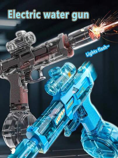 1 peça de pistola d'água elétrica de disparo rápido com recuo, pistola d'água de pulso de alta velocidade, brinquedo para crianças, uso externo