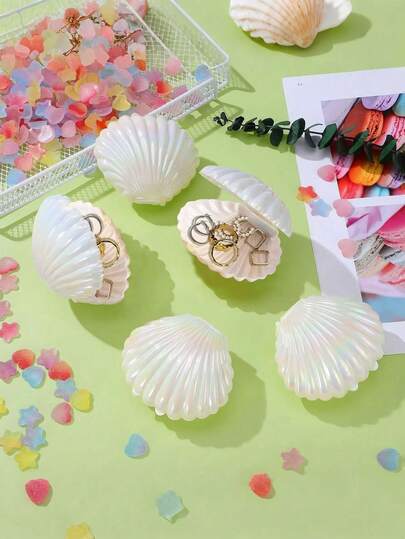 1pc Shell Shaped Jewelry Storage Box,Mermaid-Themed Mini Shell Boxes,Necklace Box,Shaped Jewelry Storage Box, For Under The Sea, Birthday Party, Shower, Jewelry Storage Boxes,Mother's Day, Graduation Season