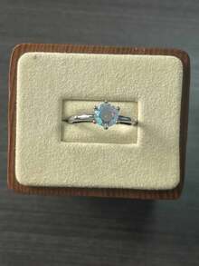 璀璨切割白色立方氧化锆订婚戒指，女士时尚求婚珠宝单钻戒指，生日周年纪念情人节礼物 - 銀色的 - 查看 2