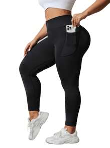 Large-Sized Women's Three-Piece Sporty Pocket Leggings. The Pocket Design Makes It Convenient To Carry A Mobile Phone. It Can Lift The Buttocks And Tuck In The Abdomen. It's A Must-Have For Sports