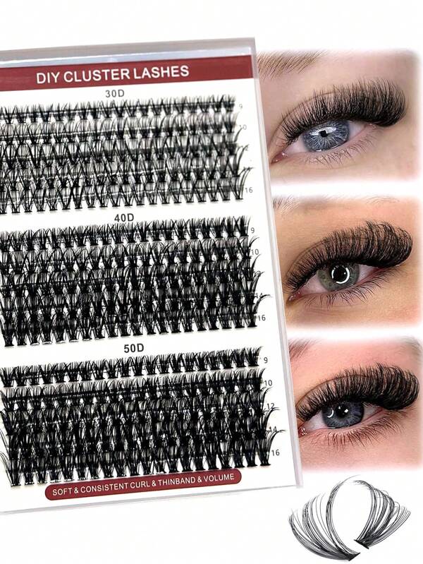 300pcs Cluster Lashes 30D/40D/50D/60D/80D/100D Mixed Faux Mink Eyelashes 0.07mm D Curl 9-16mm Mixed Natural Eyelash Extension 3D Russian Curl DIY Individual Lash Clusters Makeup Tools, Suitable For Beginners, Reusable At Home