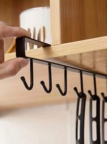 6-Hook Iron Cup Rack, Suitable For Cabinets, Cans, Shovel Racks, And Non-Drilling Storage. Multifunctional 6-Hook Kitchen And Dining Room Storage Rack - Can Hold Cups, Mugs And Utensils - Multicolor - View 12