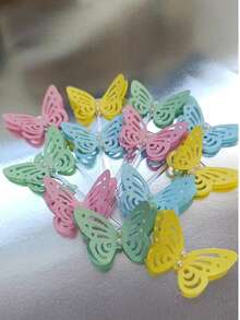 25 3D Butterfly With Pearls For Luxury Party Decoration Butterfly Garden Party - Baby Pink - View 2
