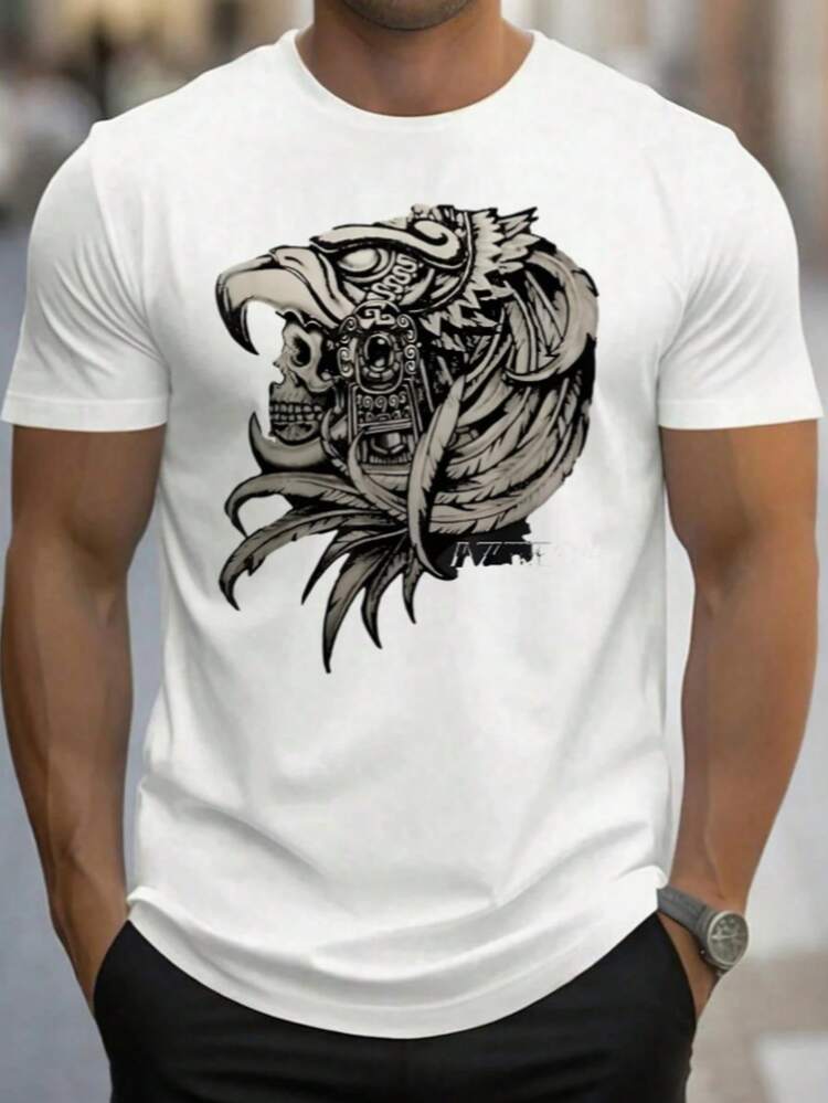Playera de Hombre con estampado "Guerrero Águila" - Blanco - Añade 1