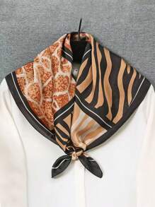 1 pezzo Nuovo foulard da donna in seta da 70cm con stampa leopardata, fascia per capelli, accessorio multifunzionale alla moda adatto per uso quotidiano