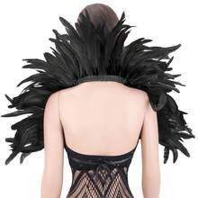 Victorian Artificial Feather Poncho Capelet Shrug Wrap Lace Collar Shoulder Halloween Witch Shawl Costumes - Multicolor - View 4