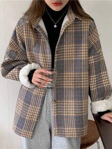Women's Plaid Thermal Lined Casual Shirt Jacket, Autumn/Winter