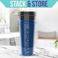 2 Pack 28oz Fitness Shaker Bottles With Stainless Steel Whisk Balls, Leakproof Protein Mixer Cup For Gym Workout School Travel, Includes Cleaning Brush & Wide Mouth Design For Easy Mixing - 8)藍色/黑色 - 查看 6