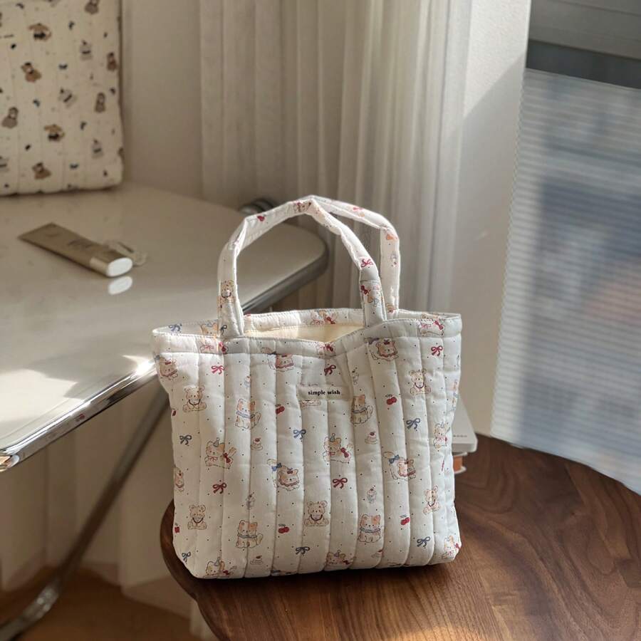 Women Tote Bags - 條形小像小熊 - 查看 1