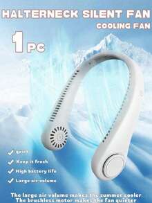 2025 Adjustable Temperature Portable Neck Fan - Rechargeable, No-Leaf Wearable Personal Neck Cooler , Adjustable Neck Support, Hands-Free Wearable Fan For Outdoor Sports, Travel, And Office Use, Travel Cooling Accessory | Modern Neck Fan | Adjustable Fan Speed, Neck Cooling