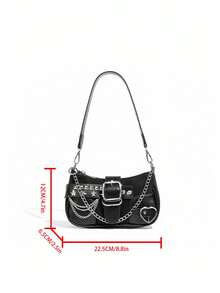 1pc Women's Colorblock Hot Girl Style Thin Daily Zipper Bag, Suitable For Party And Holiday, Large Capacity Fashionable Versatile Chain Bag - Black - View 9