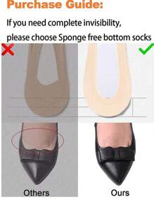 1 Pair Women's Thin Arch Support Cushion Socks, Seamless Non-Slip Breathable Moisture-Wicking Foot Pads, Suitable For High Heels And Flats - Multicolor - View 7