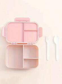 Customized Name Portable Bento Box Triple Grid Style Lunch Box Built-In Utensils Fork Spoon Meal Prep Container With Triple-Sided Buckle Design Flip-Top Lid For Organized Meals Ideal For Work School And On-The-Go ,Space-Saving Stylish