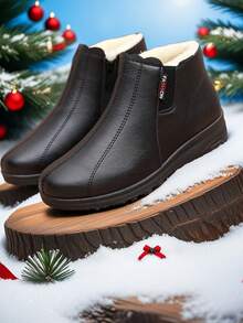女士时尚多功能雪地靴，保暖内衬踝靴，户外防滑踝靴，圣诞礼物 - 黑色 - 查看 5