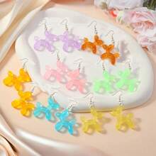 Cute Glow-In-The-Dark 3D Balloon Dog Resin Design Drop Earrings, Playful Gift, Available In Various Glow-In-The-Dark Colors, Women's Jewelry Accessory, Suitable For Daily Wear, Gifting, Music Festivals, Vacations, Circus Scenes