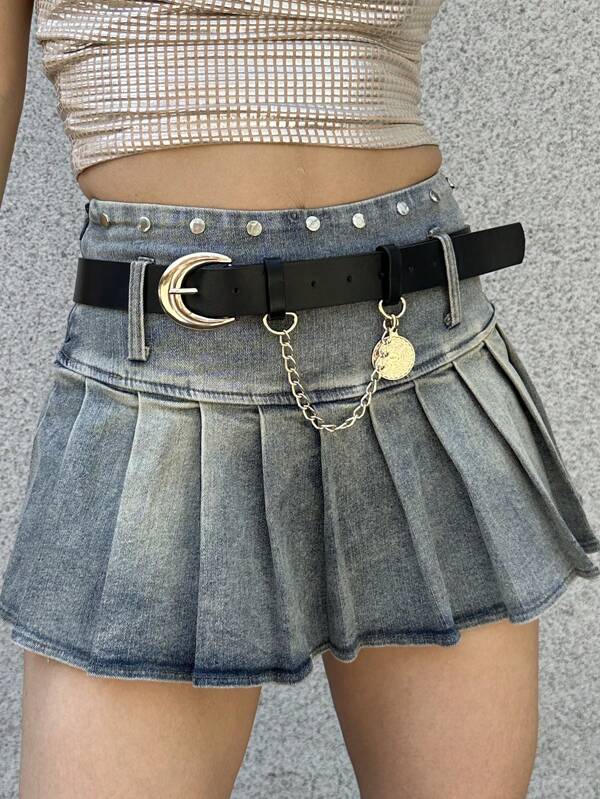 1pc Casual Fashion Versatile Street Style PU Leather Women Belt