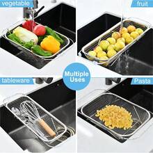 不锈钢细网过滤器和沥水篮，用于蔬菜过滤 - 厨房必备，过滤蔬菜