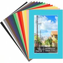 15 Pack 5x7 Picture Mats, Mixed Colors Frame Mattes For 4x6 Pictures Photo Frame Mat Core Bevel Cut Mat Board Show Kit For Photos, Prints, Artworks
