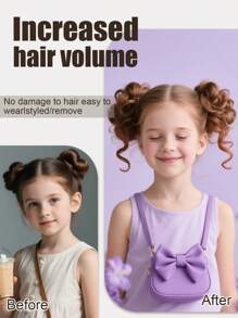 2 PIEZAS Pieza de cabello ondulado rizado sintético para moño de niños, extensiones de cabello corto, adecuado para que los niños usen pelucas, rosquillas, moños de cabello, accesorios para el cabello de niñas y diademas