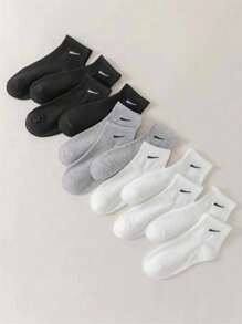 6 Pairs Of Black, White, And Gray Tri-Color Mix-And-Match Casual Sports Socks, Unisex Student Campus Versatile Stylish Style, Soft Skin-Friendly, Comfortable Breathable Odor-Proof. Suitable For Daily Wear.