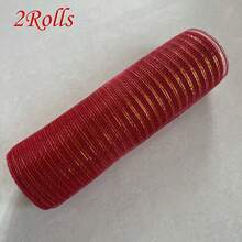 1/2 Rolls Deco Mesh Ribbon - 10inch X 30 Feet Each Roll Metallic Foil Mesh Ribbon For Wedding, Birthday,Halloween, Thanksgiving, Christmas, New Year DIY Gift Decorationand Home Decorating