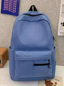 Large Capacity Solid Color Men's Backpack, Fashion Minimalist Travel Bag, Suitable For Casual, Japanese, College, Commuting And Other Occasions, Can Also Be Used As A School Bag Or College Bag - Multicolor - View 4