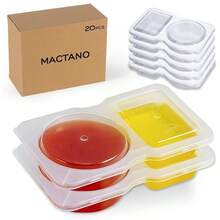 20 Set Reusable Snack Containers, 2-Compartment Dipping Containers With Lid For Refrigeration, Portion Control, Outdoor Takeaway Sauce Dip Case - Clear - View 11