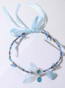 1 pièce Ailes de fée des bois, couronne de feuilles avec strass, accessoire de cheveux unique pour mariée, mariage, fête, cadeau créatif pour anniversaire, Thanksgiving, Halloween. Accessoires pour cheveux, couronnes, tiare, couronne de costume