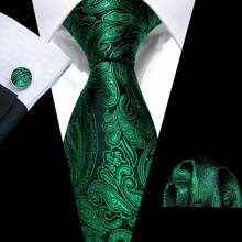 Men Tie Vintage Paisley Paisley Dark Green Tie Classic Necktie Set Pocket Square Cufflinks Formal Wedding St Patrick's Day