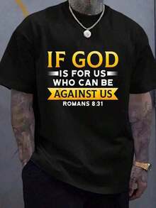 100 % Cotton Bible Verse If God Is For Us Who Can Be Against Us God T-Shirt Women's Men's Graphic Tee Vintage Shirts Graphic Tees Men Camisas Para Hombre Funny Shirts Printed & Shipped In USA Men Tops For Summer - 1 - 查看 1