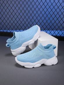 Bestselling Girls' Mesh Lightweight Breathable Comfortable Casual Shoes, Soft Sole Non-Slip Fashion Sneakers - Baby Blue - View 3