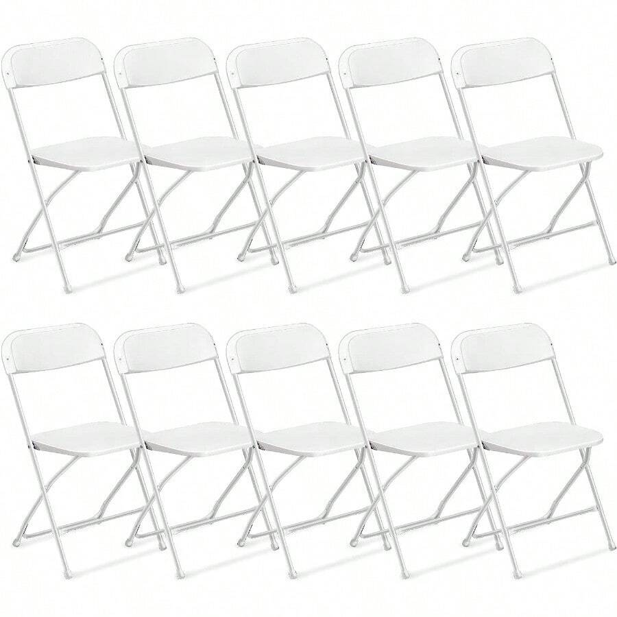 10 Pack Commercial Plastic Folding Chairs Stackable Wedding Party Chairs Portable Chairs For Outdoor White - 肉凍 - 查看 1
