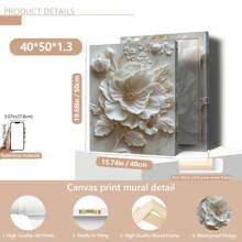 1 幅无框 2D 白色花卉油画艺术品 - 抽象花卉墙面装饰，适合客厅、浴室、办公室等 - 万圣节、圣诞节、新年礼物 - 植物主题，（可选框架）