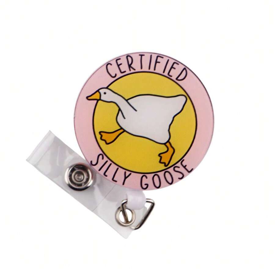 1pc Silly Goose Badge Reel Retractable For Nurse Cute Nursing ID Badge Holder Accessories With Funny Acrylic Badge Reel For Office Social Worker Hospital - A - View 1