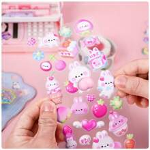2 Pcs/Lot Creative Animals Rabbits Bears Party Soft Puffy 3D Stickers Scrapbooking Diy Journal Stationery Sticker Deco School Office Supplies - Multicolor - View 5