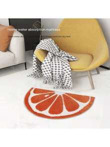 跨境可爱卡通风格仿羊毛床边垫，可爱椅子/摇椅毯，地板地毯，玄关装饰，浴室装饰，厨房装饰，厨房地毯 - 橘色 - 查看 8