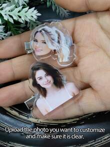 Customized Acrylic Hair Clips With Photo, Name Alligator Flat Hair Claw, Birthday Wedding Accessories - Style a - View 6