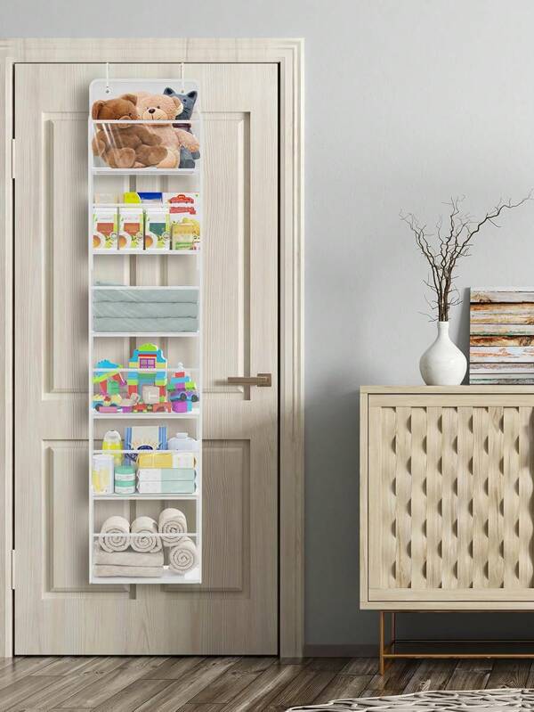 All-In-One Gray/White 4-Grid 6-Grid Door Storage Bag, Household Multi-Layer Bag Toy Storage Bag, Wall-Mounted Underwear Sundry Storage Bag, Room Decoration Home Furnishings, Room Shelf Storage Sundry Storage Bag, Bedroom Accessories