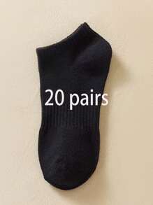 20 Pairs Plus Size Unisex Thin Breathable Antibacterial Odor-Resistant Crew Socks, Suitable For All Seasons
