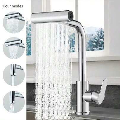 Senlesen Grifo de avabo de 4 modos,Grifo de cocina inteligente de acero inoxidable con, Para pull down pulverizador,Giratorio 360°y Extraíble,Grifo comercial de estilo moderno,For baño, cocina, fregadero de acero inoxidable