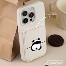 [Magsafe Magnetic Card Pack] Cute Panda Pattern Is Suitable For IPhone 16 15 14 13 12 Pro Max, Using PU Material, Good Choice For Men And Girlfriends. Compatible With 1-2 Credit Cards, Bank Cards - 白色 - 查看 4