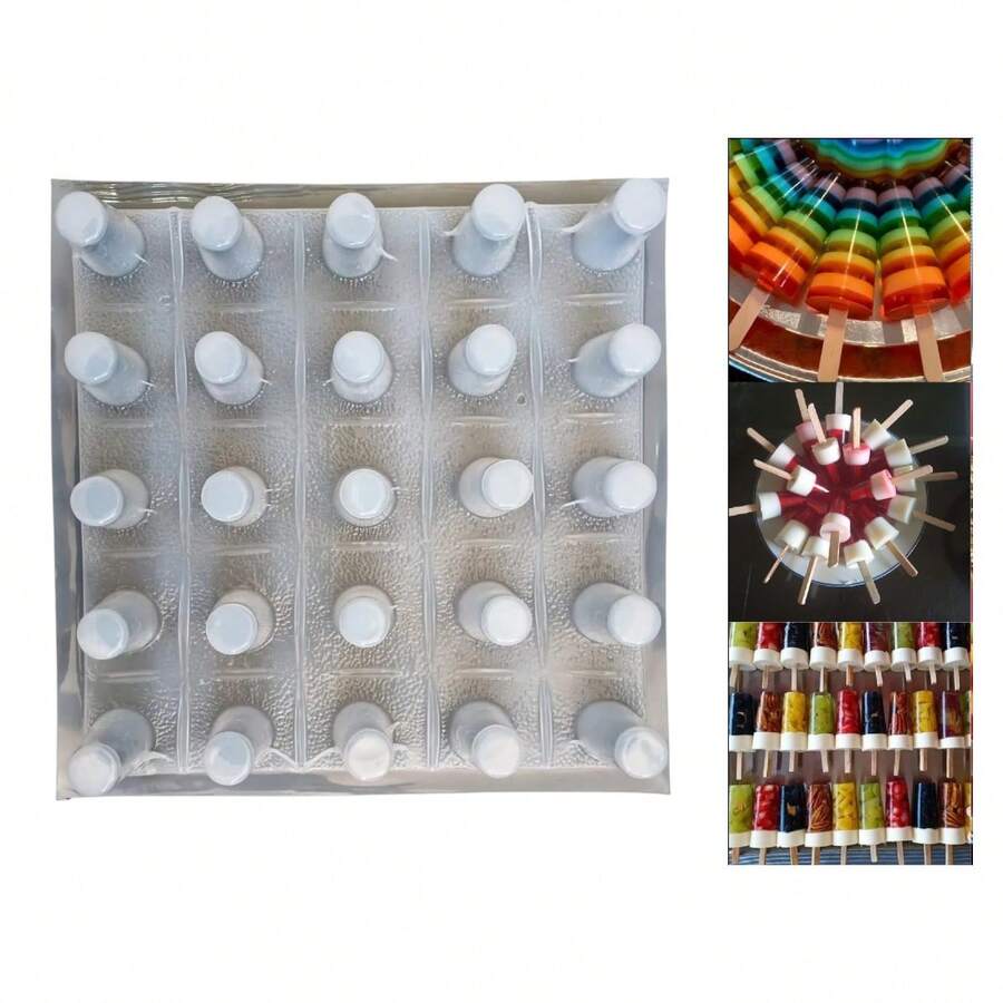 Molde Para Gelatina O Paletas De Hielo en Forma de Gelapaletas de 7 Cm. Material resistente y reutilizables. Desmolda rápidamente. - Blanco - Ver 1