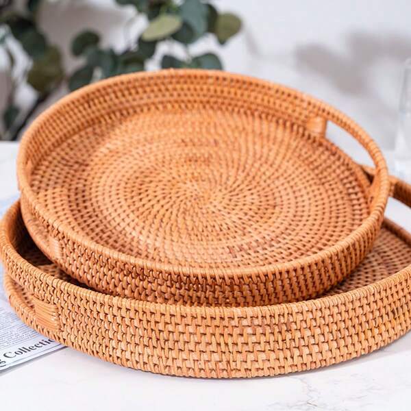 Christmas Gift Box Rattan Tea Mat | Carbonized Anti-Mold Craftsmanship | Wabi-Sabi Ripple Pattern Tray, Suitable For Homestay, Cafe