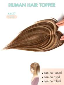 Aplique de Cabelo Humano com Franja Loira Reta para Cabelos Finos, Multiuso e Unissex, Clipes de Cabelo para Estilizar e Dar Volume, Acessório Versátil de Cabelo Humano